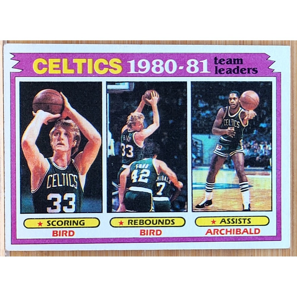 1981-82 TOPPS LARRY BIRD NATE ARCHIBALD CELTICS 1980-81 TEAM LEADERS CELTICS